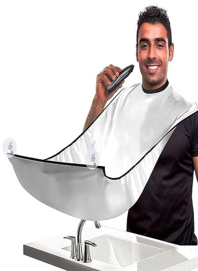 VLSYS Men Beard Shaving Apron with Self-Folding Design | Beard Bib Hair Catcher Trimming Cape with Strong Suction Cups | Waterproof Cloth for Grooming | Gift for Husband, Father & Him (Black) - Image 1